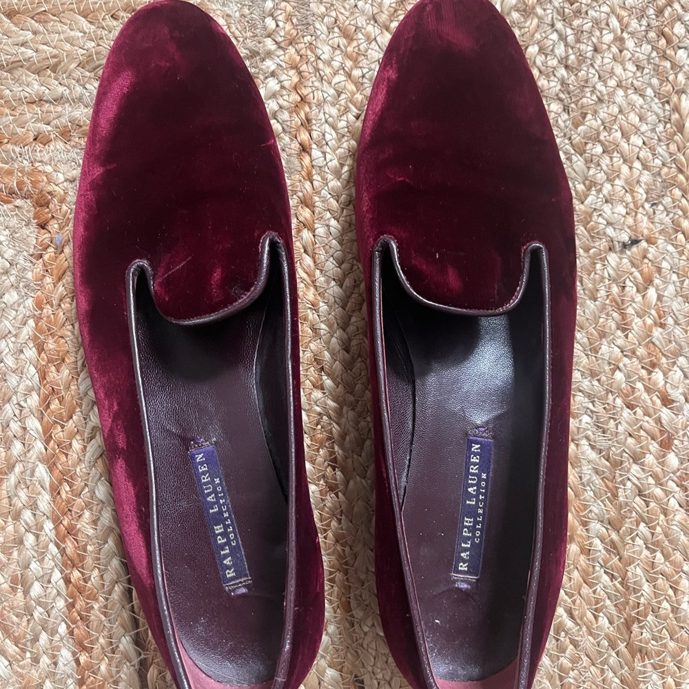 Ralph Lauren Burgundy Velvet Loafers